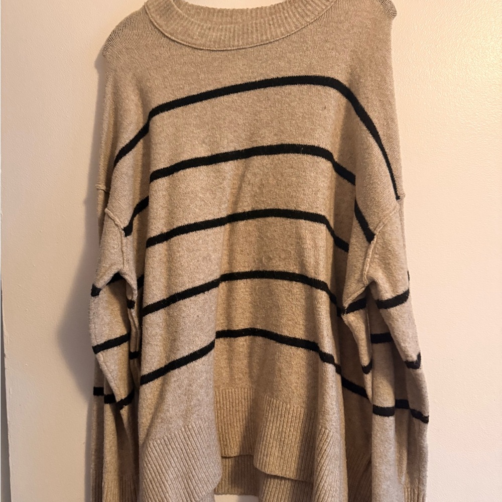 Aerie Striped Tan and Black Women's Sweater